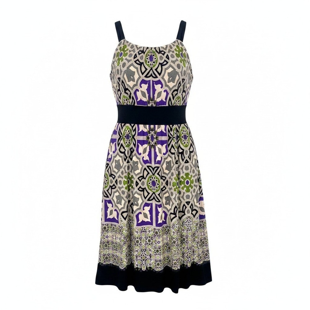 Jones New York Dress Women Size 6‎ Sleeveless Fit & Flare Empire Waist Geometric